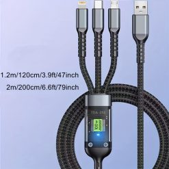 Baseus 3 In 1 USB Fast Charging Cable Compatible For All Phone